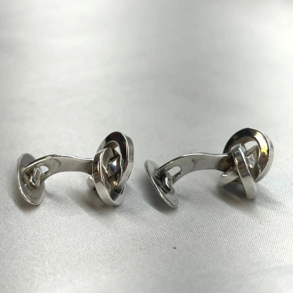 Aksel Rasmussen Kert Cufflinks Mens OS Silver Excellent Danish Modernist Knot